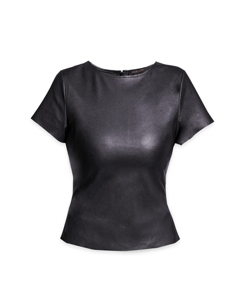 Front of a size XL Brando Stretch Leather Tee in Black by AS by DF. | dia_product_style_image_id:295898